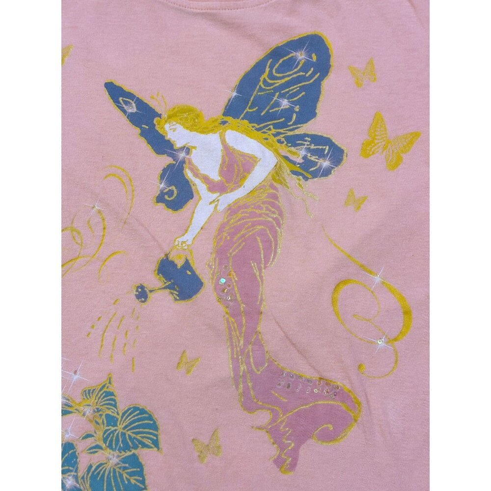 Y2K Fairy Top M Baby T McBling Pink Fairy Wicked Oz Glinda Nouveau Made in Peru - Picture 2 of 5